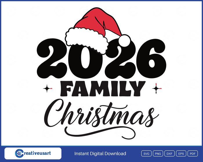 2026 Family Christmas Santa hat SVG design