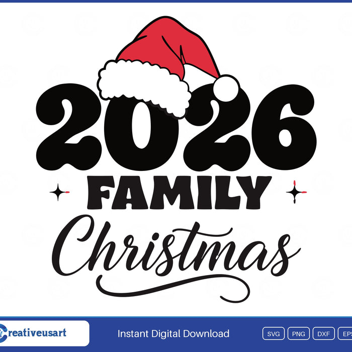 2026 Family Christmas Santa hat SVG design