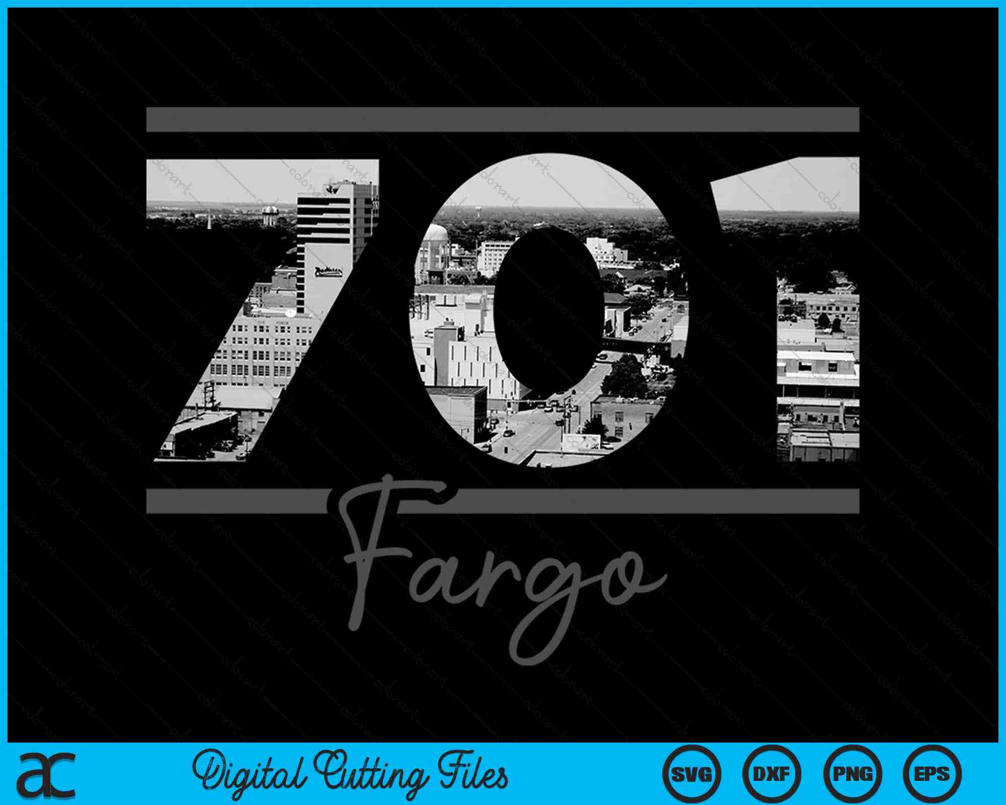 Fargo 701 Area Code Skyline North Dakota Vintage SVG PNG Cutting Files ...