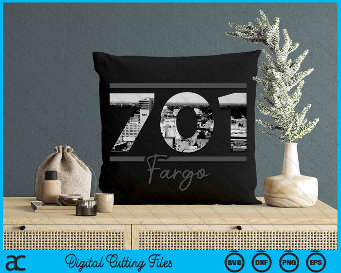 Fargo 701 Area Code Skyline North Dakota Vintage SVG PNG Digital Cutting Files