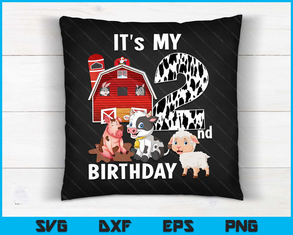 Farm Animals 2 Year Old It's My 2nd Birthday Party SVG PNG Digital Printable Files
