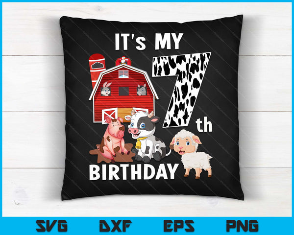 Farm Animals 7 Year Old It's My 7th Birthday Party SVG PNG Digital Printable Files