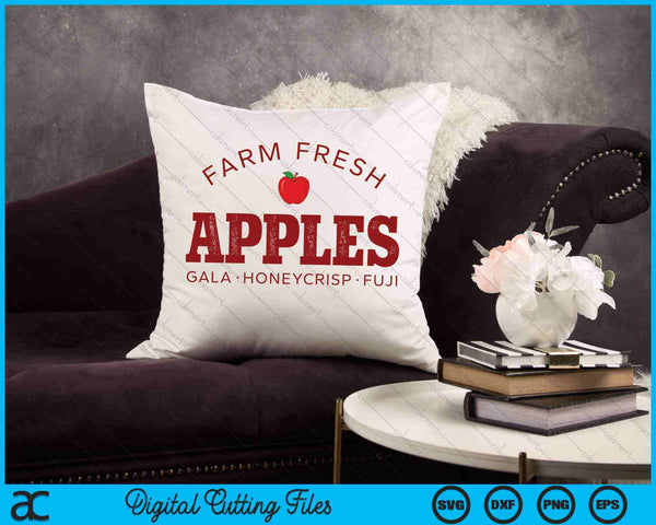 Granja manzanas frescas recogiendo granjero SVG PNG archivos de corte digital