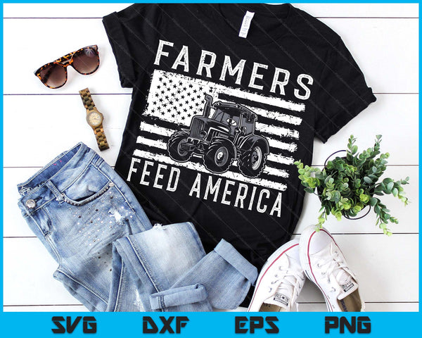 Farm Tractors USA Flag Farmers Feed America Farming SVG PNG Digital Printable Files