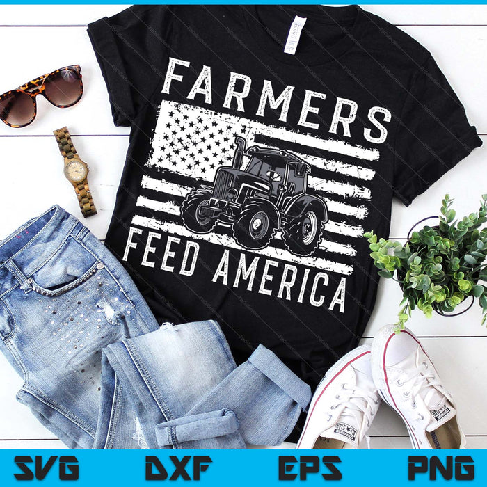 Farm Tractors USA Flag Farmers Feed America Farming SVG PNG Digital Printable Files