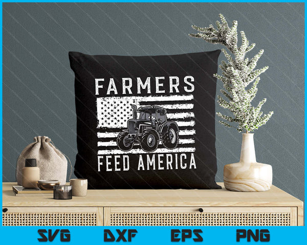 Farm Tractors USA Flag Farmers Feed America Farming SVG PNG Digital Printable Files