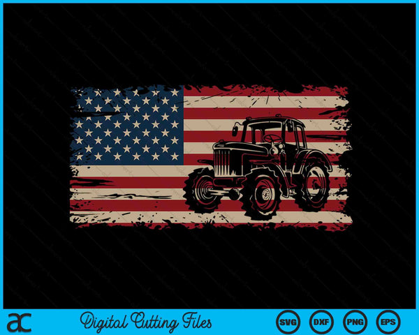 Farm tractors USA flag patriotic farming SVG cut file