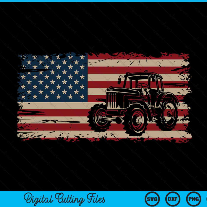 Farm Tractors USA Flag Patriotic Farming Gift SVG PNG Digital Printable Files