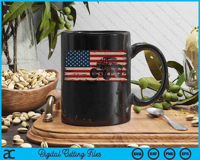 Farm Tractors USA Flag Patriotic Farming Gift SVG PNG Digital Printable Files