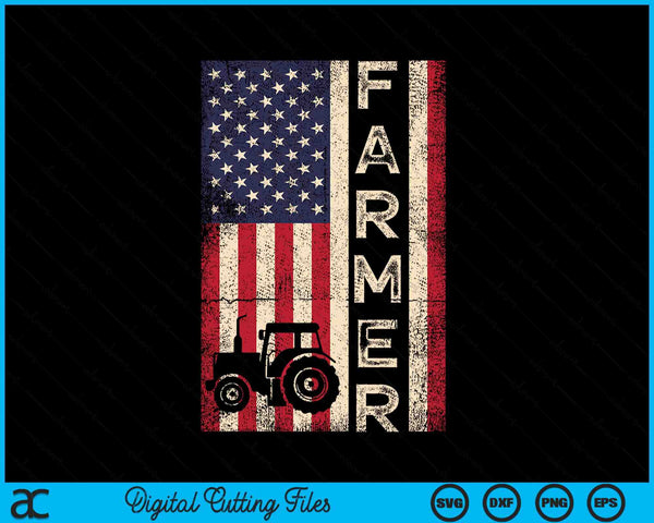 Farmer tractors USA American flag patriotic farming SVG cut file