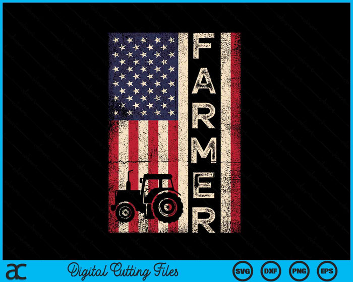 Farmer Tractors USA American Flag Patriotic Farming Gifts SVG PNG Digital Cutting File