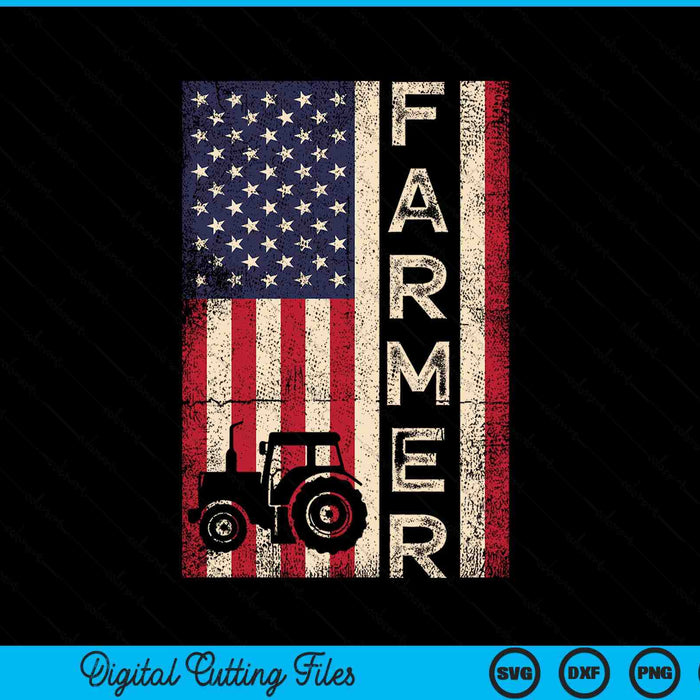 Farmer tractors USA American flag patriotic farming SVG cut file