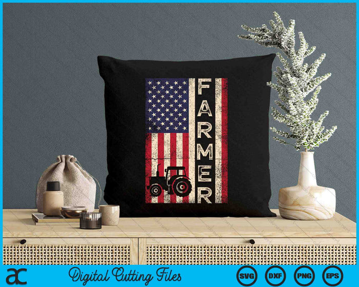 Farmer Tractors USA American Flag Patriotic Farming Gifts SVG PNG Digital Cutting File