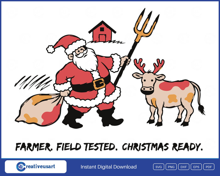 Farmer Santa Christmas SVG printed on a white t-shirt
