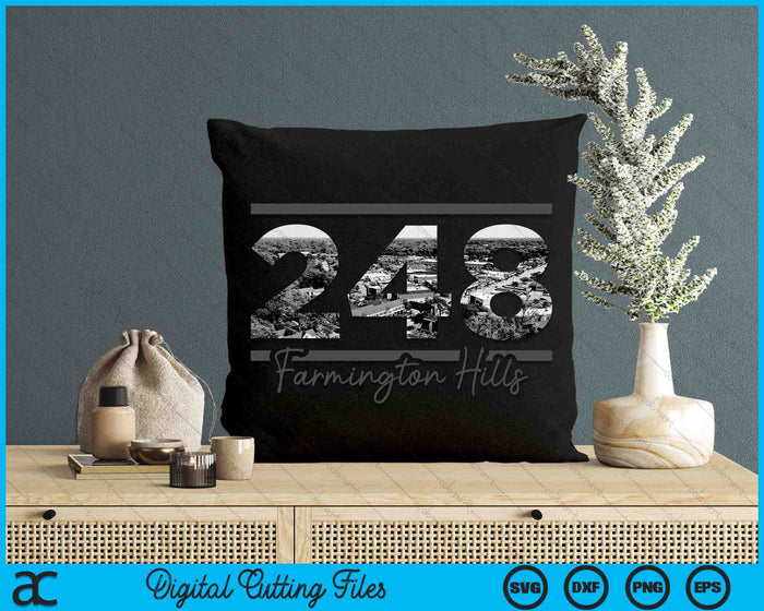 Farmington Hills 248 Area Code Skyline Michigan Vintage SVG PNG Digital Cutting Files