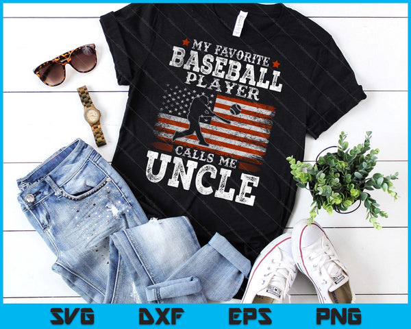 Favorite Baseball Player Calls Me Uncle USA Flag Father's Day SVG PNG Digital Printable Files