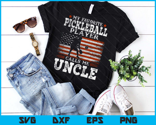 Favorite Pickleball Player Calls Me Uncle USA Flag Father's Day SVG PNG Digital Printable Files