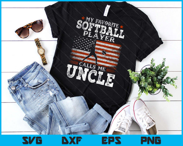 Favorite Softball Player Calls Me Uncle USA Flag Father's Day SVG PNG Digital Printable Files