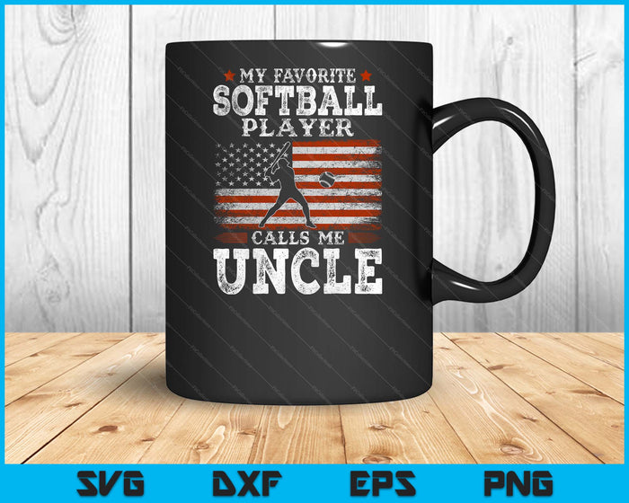 Favorite Softball Player Calls Me Uncle USA Flag Father's Day SVG PNG Digital Printable Files