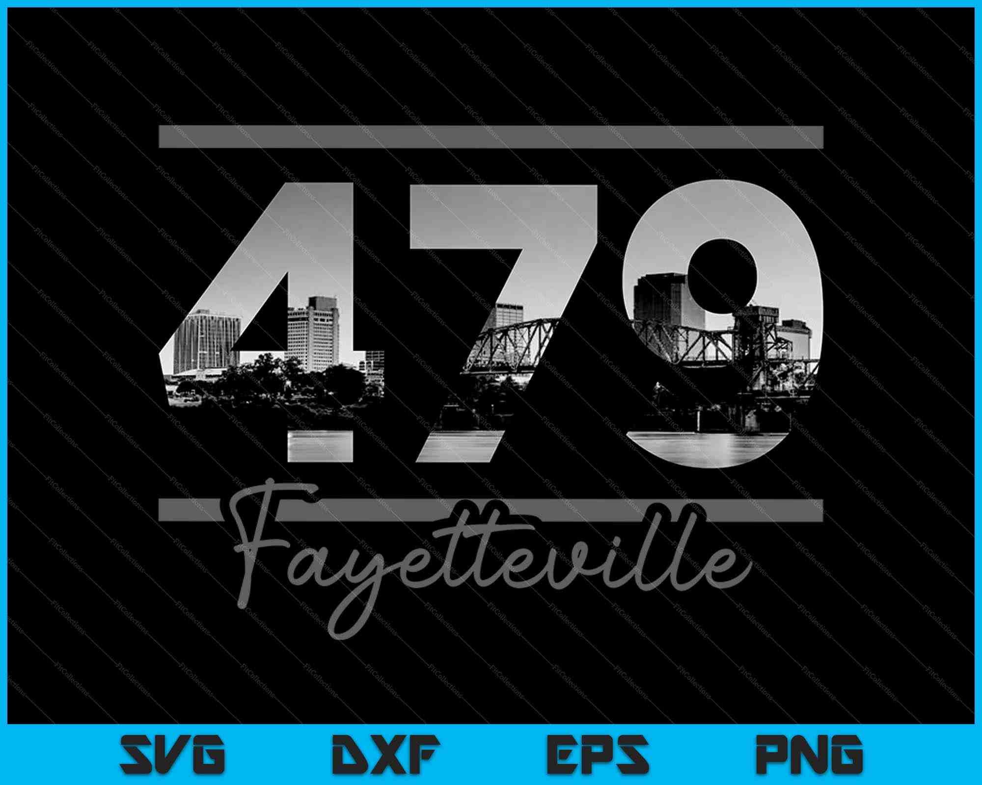 Fayetteville 479 Area Code Skyline Arkansas Vintage SVG PNG