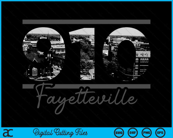 Fayetteville 910 Area Code Skyline North Carolina Vintage SVG PNG Digital Cutting Files