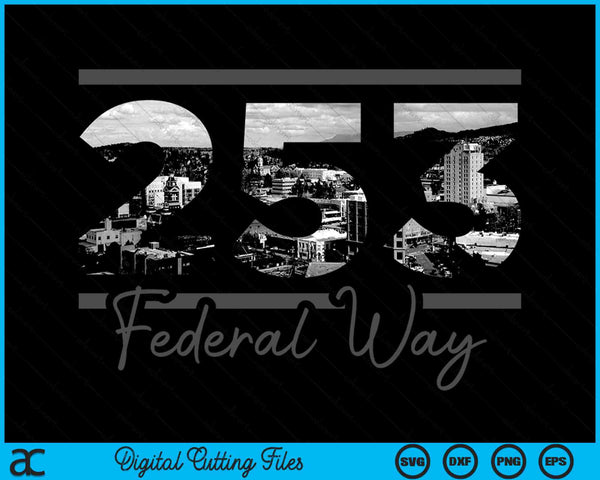 Federal Way 253 Area Code Skyline Washington Vintage SVG PNG Digital Cutting Files