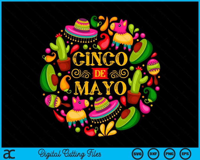 Fiesta Cinco De Mayo Party Mexicaanse SVG PNG digitale snijbestanden