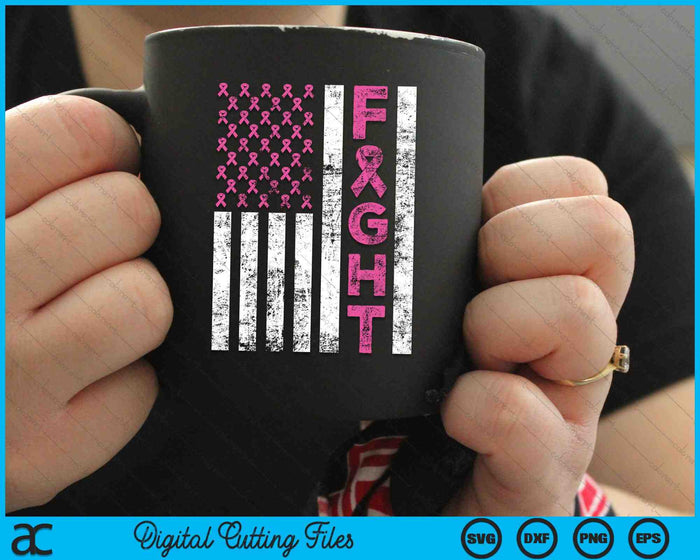 Fight Breast Cancer USA Flag Breast Cancer Awareness SVG PNG Digital Cutting Files