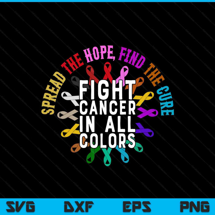 Fight cancer in all and every color - ribbons flower heart SVG cut file