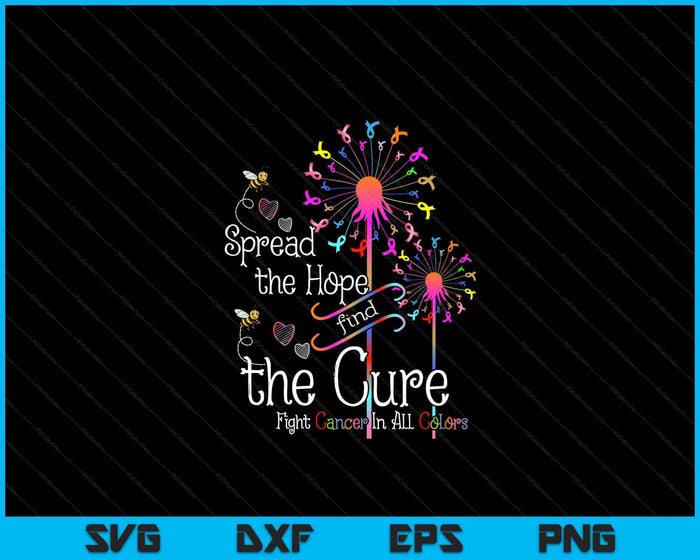 Fight Cancer In All And Every Color Ribbons Flower Heart SVG PNG Digital Printable Files