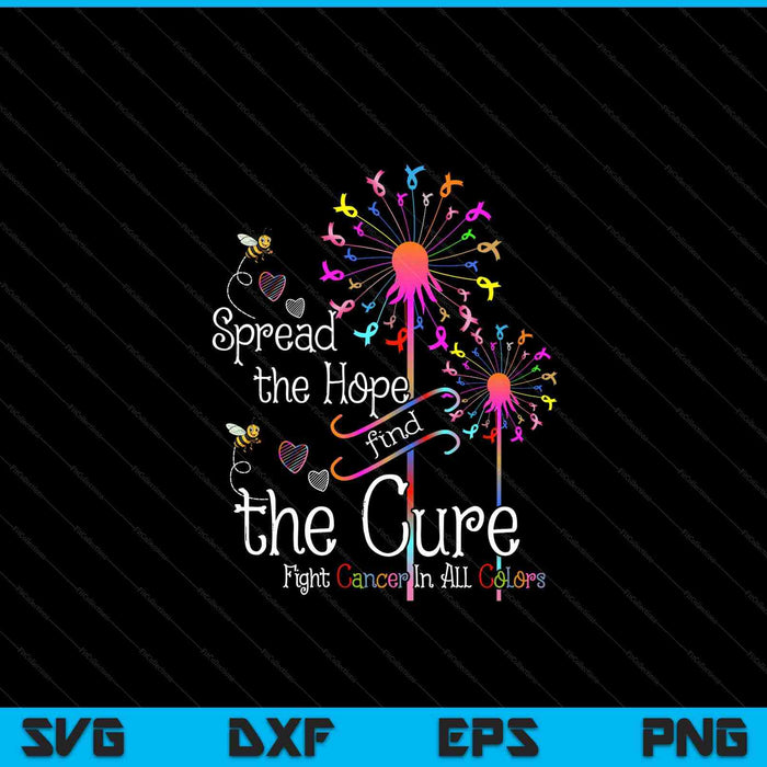 Fight cancer in all and every color ribbons flower heart SVG cut file