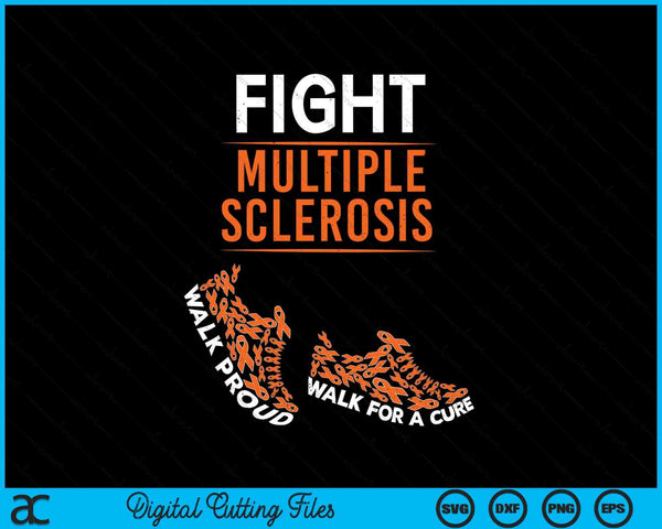 Fight multiple sclerosis ms awareness warrior ribbon SVG cut file