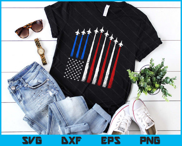 Fighter Jet Airplane USA Flag 4th Of July Patriotic SVG PNG Digital Printable Files