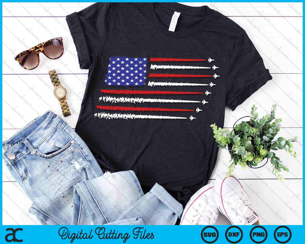 Fighter Jets With American Flag 4th of July SVG PNG Digital Cutting Files - on a t-shirt