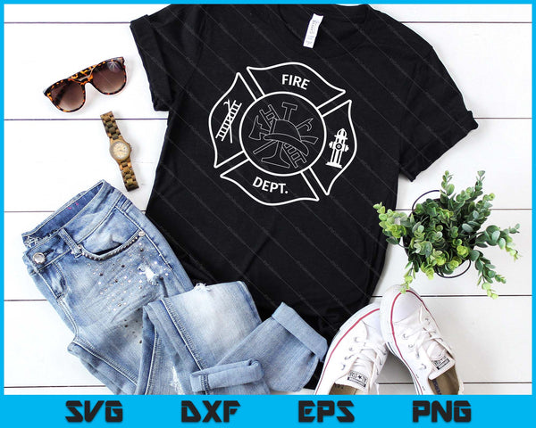 Fire Department Logo Uniform Fireman Symbol Firefighter Gear SVG PNG Digital Cutting File