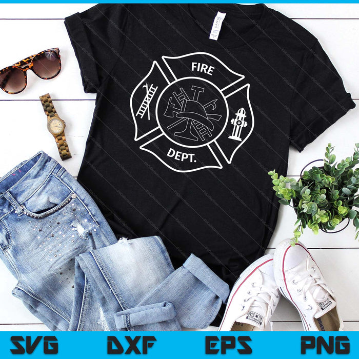 Fire Department Logo Uniform Fireman Symbol Firefighter Gear SVG PNG Digital Cutting File