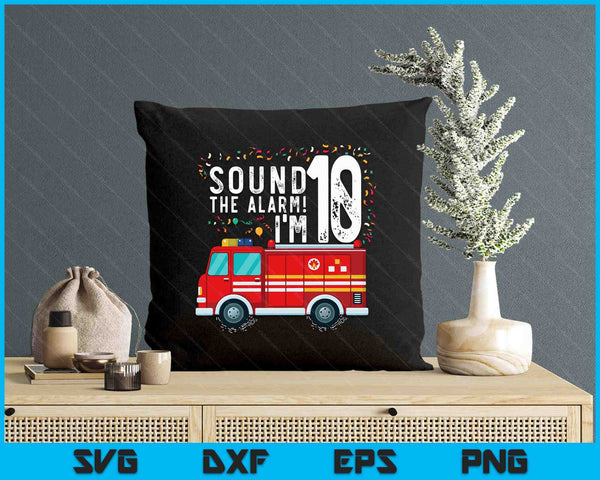 Fire Truck 10th Birthday Boy 10 Year Old Firefighter SVG PNG Digital Cutting Files