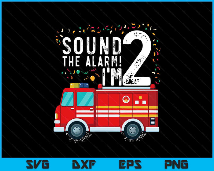 Fire Truck 2nd Birthday Boy 2 Year Old Firefighter SVG PNG Digital Printable Files