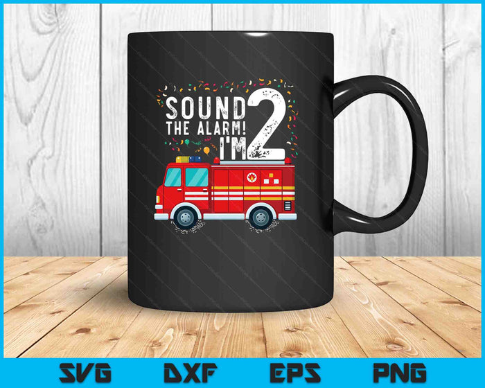 Fire Truck 2nd Birthday Boy 2 Year Old Firefighter SVG PNG Digital Printable Files