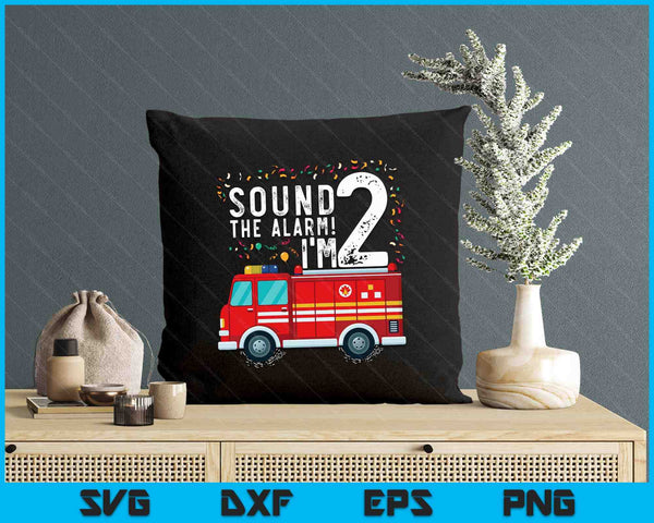 Fire Truck 2nd Birthday Boy 2 Year Old Firefighter SVG PNG Digital Printable Files