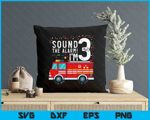 Fire Truck 3rd Birthday Boy 3 Year Old Firefighter SVG PNG Digital Cutting Files