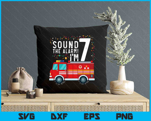 Fire Truck 7th Birthday Boy 7 Year Old Firefighter SVG PNG Digital Cutting Files