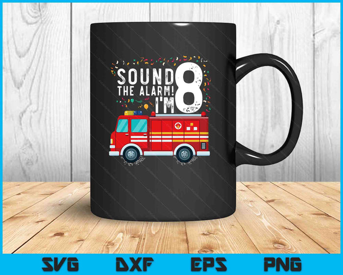 Fire Truck 8th Birthday Boy 8 Year Old Firefighter SVG PNG Digital Cutting Files