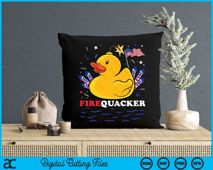 Firecracker Duck 4th of July Patriotic Day USA Flag Funny SVG PNG Digital Cutting File