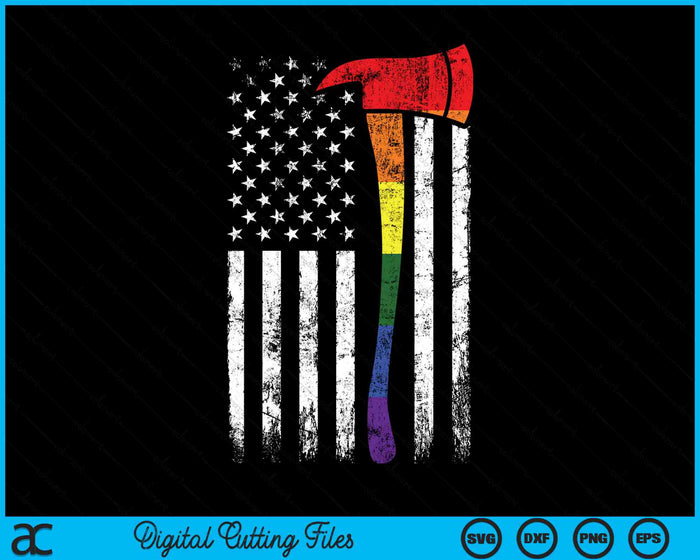 Firefighter American Flag LGBT-Q Gay Pride Flag Fireman Ally SVG PNG Digital Cutting Files