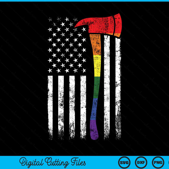 Brandweerman Amerikaanse vlag LGBT-Q Gay Pride vlag brandweerman bondgenoot SVG PNG digitale snijbestanden