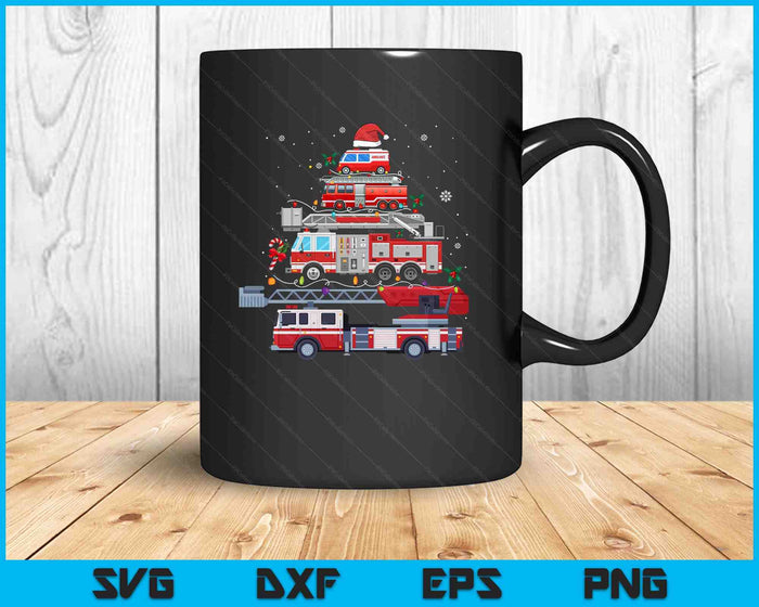 Firefighter Fire Truck Christmas Tree Lights Santa Fireman SVG PNG Digital Printable Files