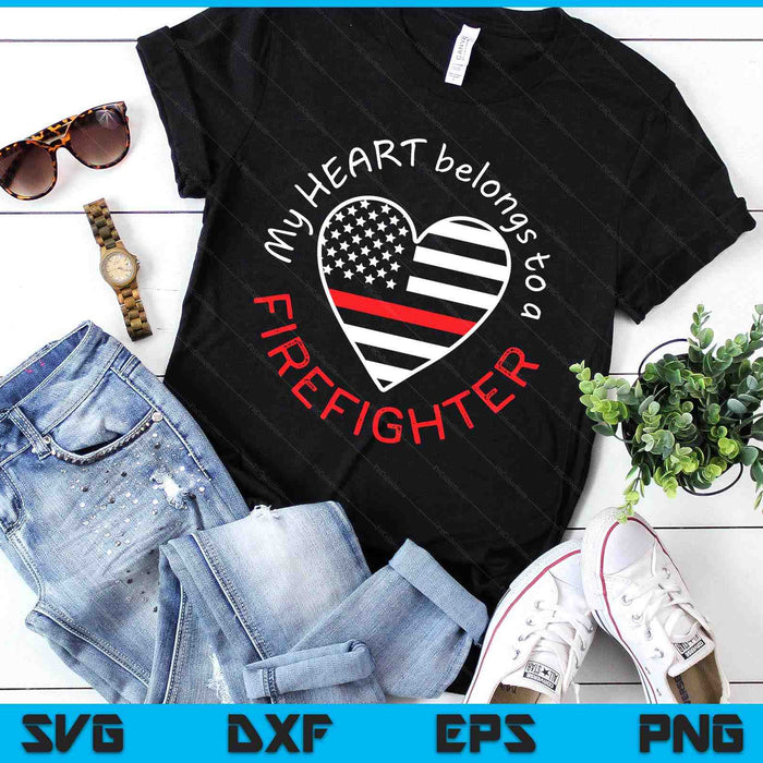 Firefighter Wife Girlfriend Thin Red Line Heart SVG PNG Digital Printable Files