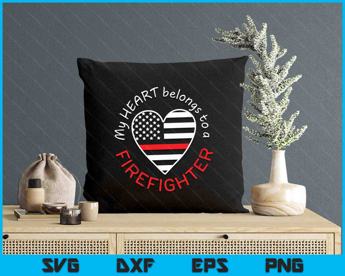 Firefighter Wife Girlfriend Thin Red Line Heart SVG PNG Digital Printable Files