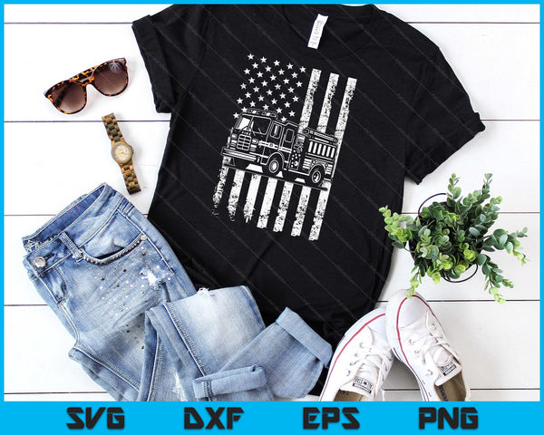 Fireman American Flag Thin Red Line Firefighter SVG PNG Digital Cutting File - on a t-shirt